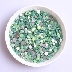 Mixed Sizes Green Opal Glass FlatBack Rhinestones For Nail Art Silver Back WholesaleRhinestone