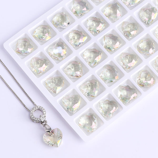 Luminous Green Heart Cut High Quality Glass Rhinestone Pendant WholesaleRhinestone
