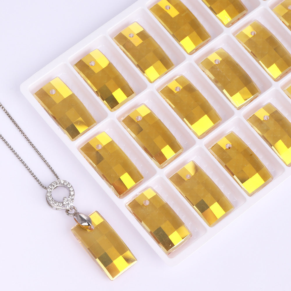 Metallic Sunshine Urban Shape High Quality Glass Rhinestone Pendant Второстепенное изображение товара