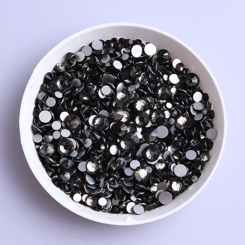 Mixed Sizes Black Diamond Glass FlatBack Rhinestones For Nail Art Silver Back WholesaleRhinestone