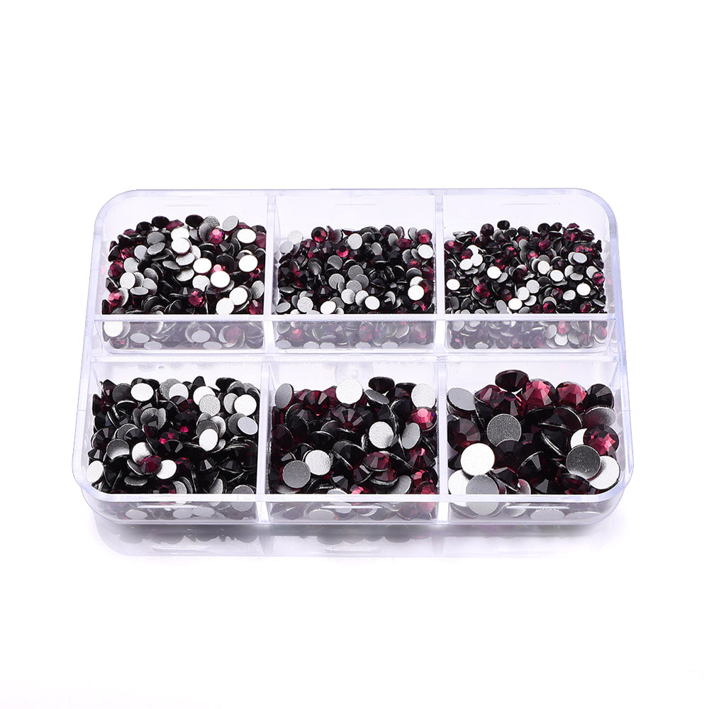 Mixed Sizes 6 Grid Box Amethyst Glass FlatBack Rhinestones For Nail Art  Silver Back WholesaleRhinestone