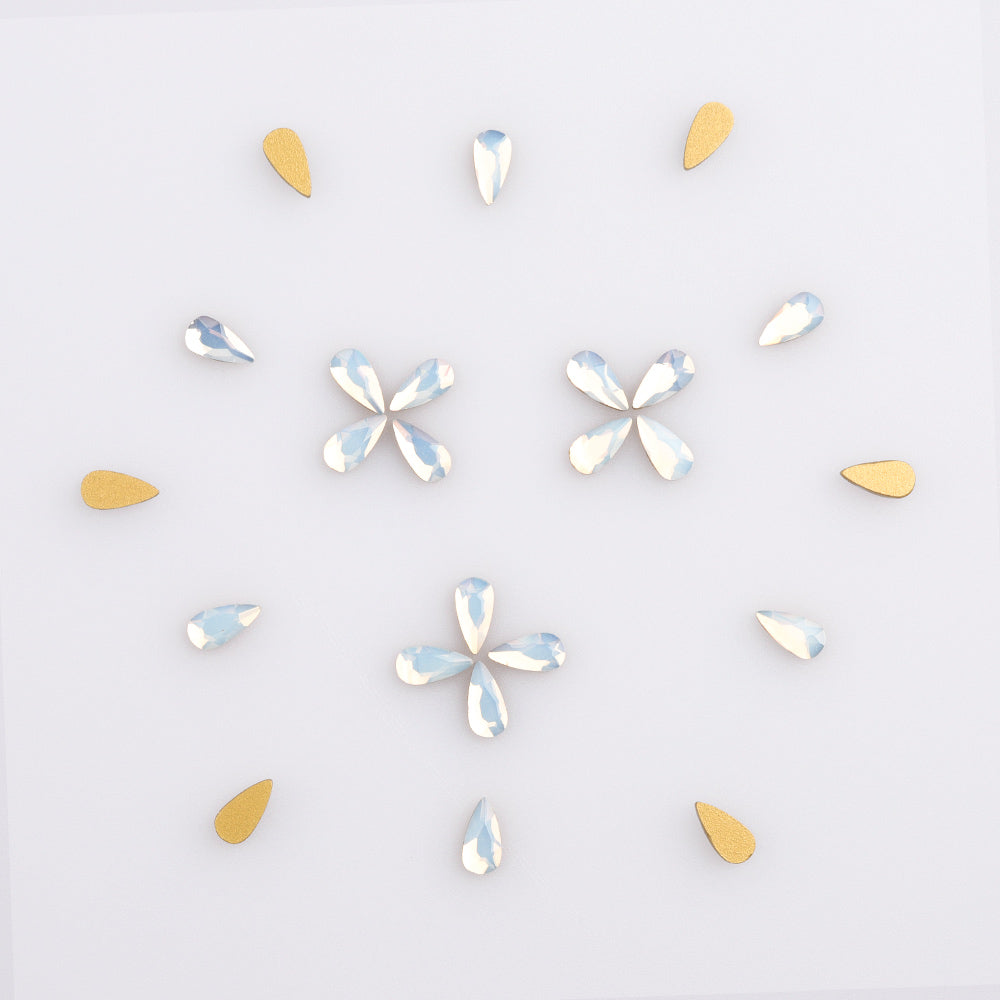 Raindrop Shape White Opal Flat Back Fancy Rhinestones WholesaleRhinestone