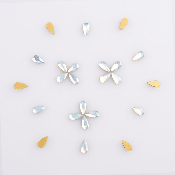 Raindrop Shape White Opal Flat Back Fancy Rhinestones WholesaleRhinestone