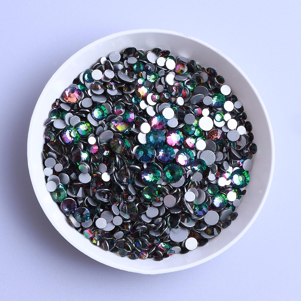 Mixed Sizes Green Volcano Glass FlatBack Rhinestones For Nail Art WholesaleRhinestone