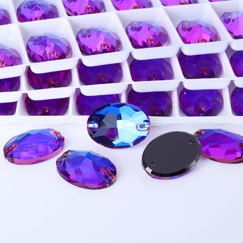 Violet Blue Oval Shape High Quality Glass Sew-on Rhinestones WholesaleRhinestone