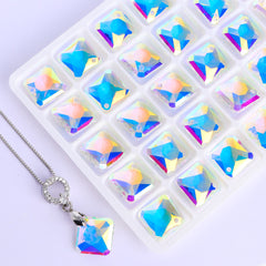 Crystal AB Princess Cut High Quality Glass Rhinestone Pendant WholesaleRhinestone