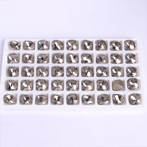 Satin Dome Cushion Square Shape High Quality Glass Pointed Back Fancy Rhinestones WholesaleRhinestone