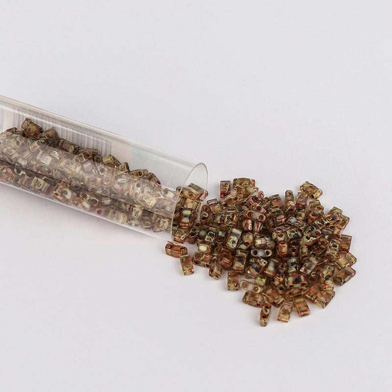 Miyuki Half Tila Glass Seed Beads Transparent Light Smoke Topaz Picasso HTL-4505 WholesaleRhinestone