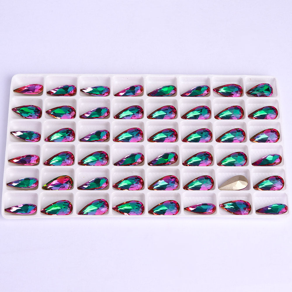 Heliotrope Teardrop Shape High Quality Glass Pointed Back Fancy Rhinestones WholesaleRhinestone