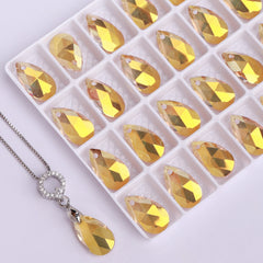 Metallic Sunshine Pear-shaped High Quality Glass Rhinestone Pendant WholesaleRhinestone