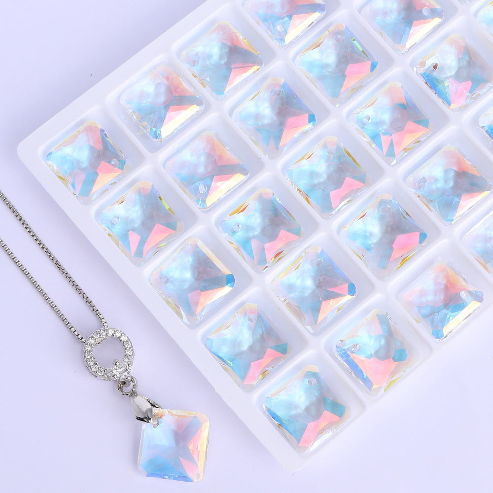 Light Crystal AB Princess Cut High Quality Glass Rhinestone Pendant WholesaleRhinestone