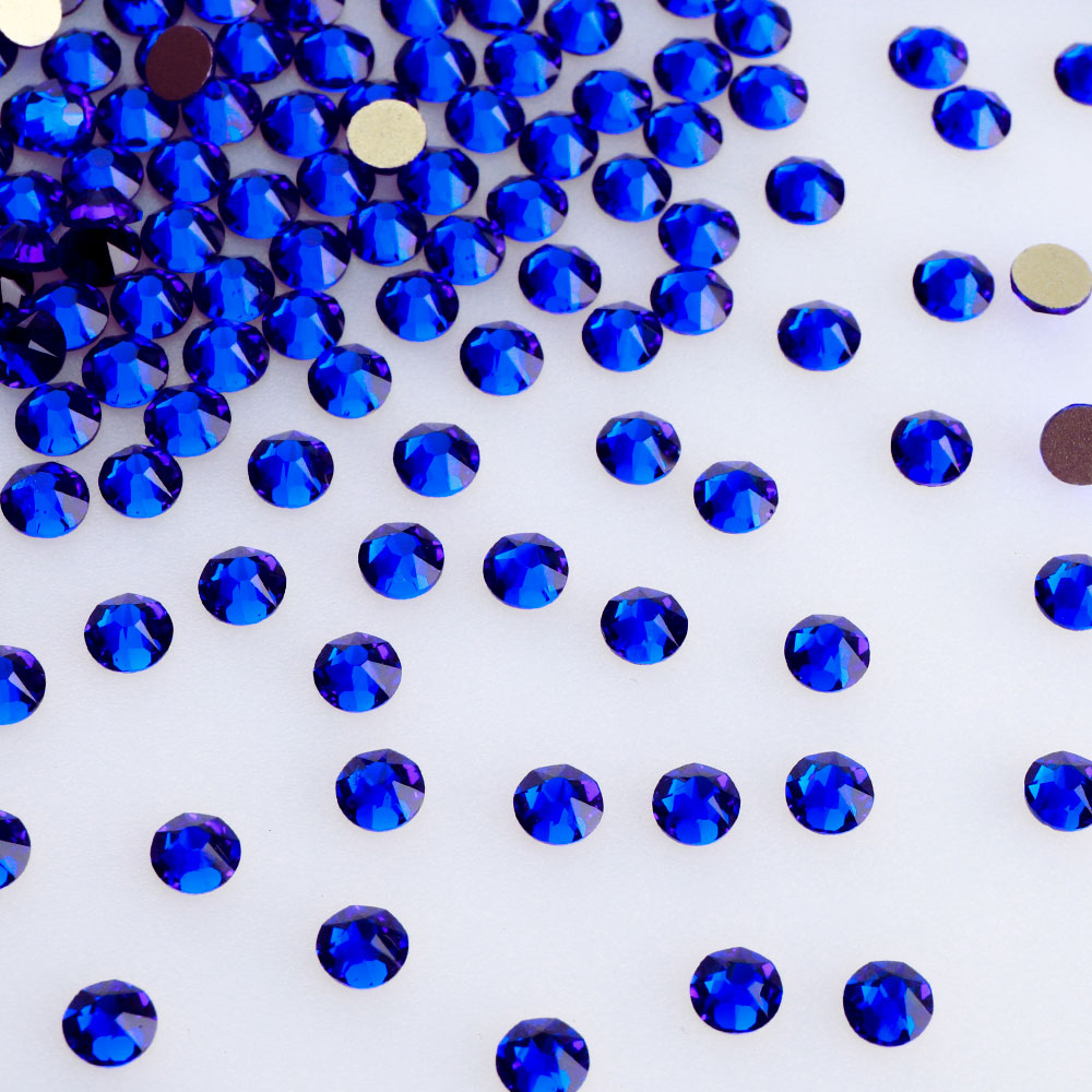 Sapphire Glass Flat Back Glue Rhinestones 16 Cut Facets WholesaleRhinestone