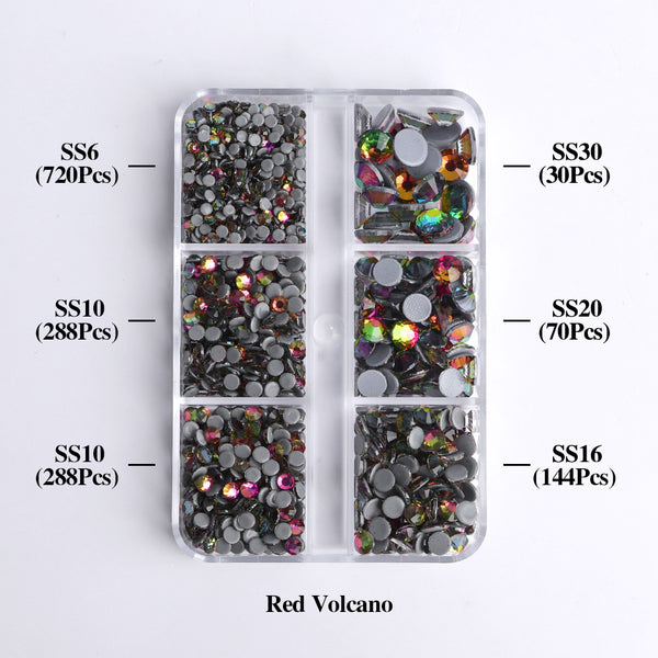 Mixed Sizes 6 Grid Box Rainbow Glass HotFix Rhinestones For Clothing DIY WholesaleRhinestone