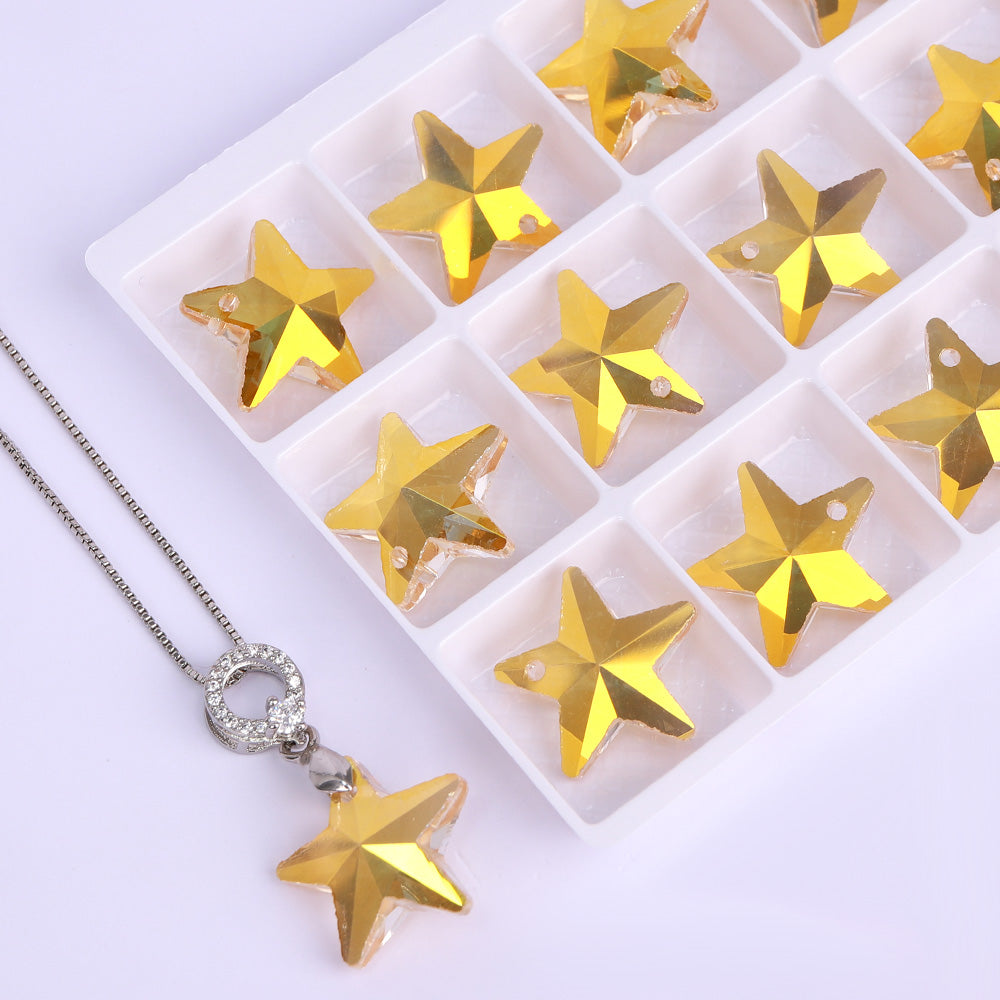 Metallic Sunshine Star Shape High Quality Glass Rhinestone Pendant Второстепенное изображение товара