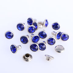 100 Sets Sapphire Glass Rhinestone Rivets for Leather Craft DIY Making WholesaleRhinestone