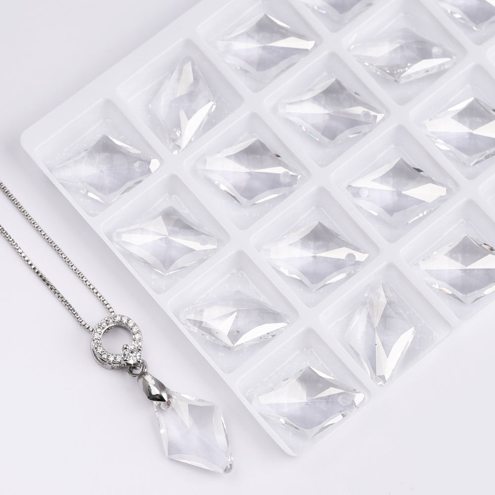 Silber Schatten Rhombus hochwertiger Glasversstreiter Anhänger Zweitbild