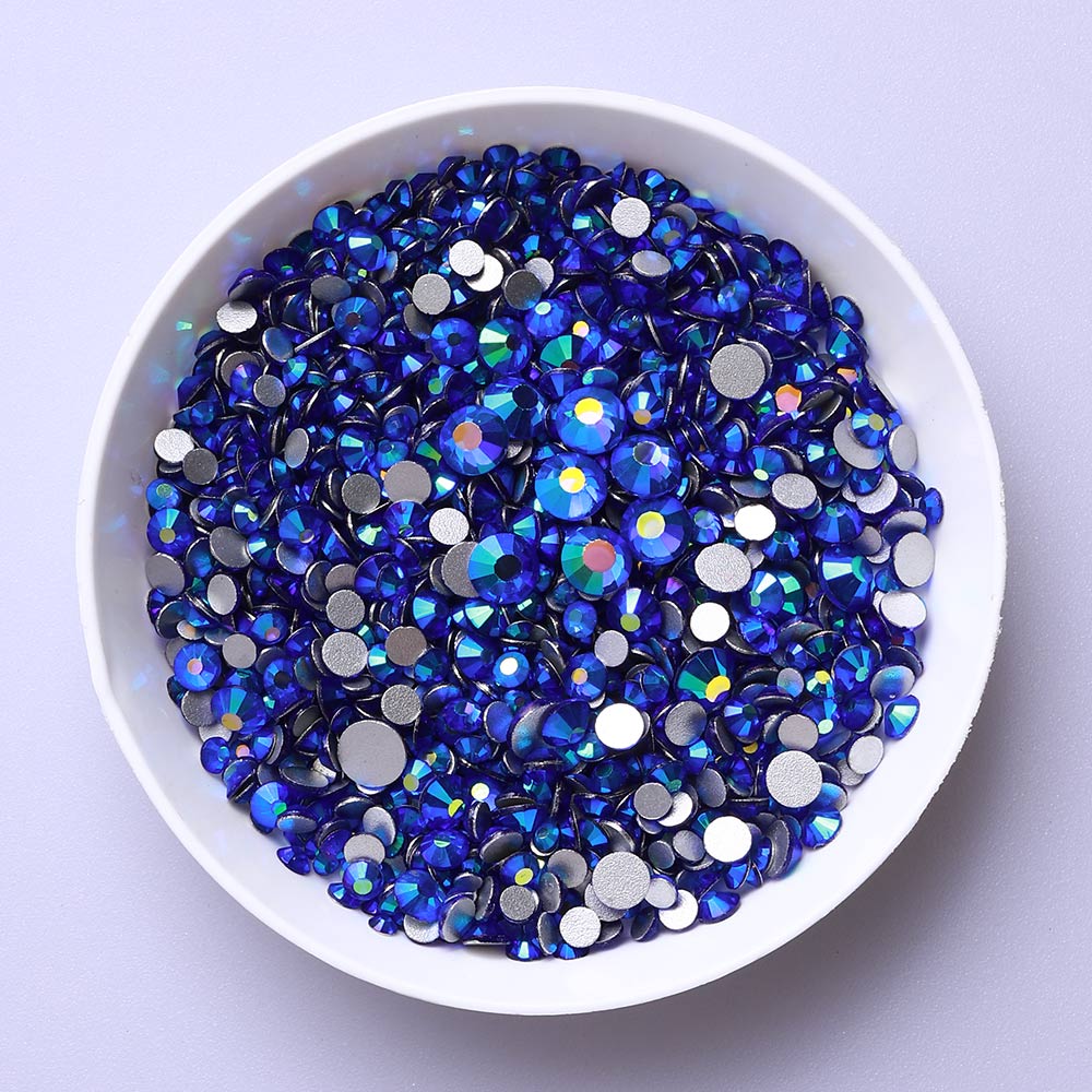 Mixed Sizes Sapphire AB FlatBack Rhinestones For Nail Art Silver Back WholesaleRhinestone