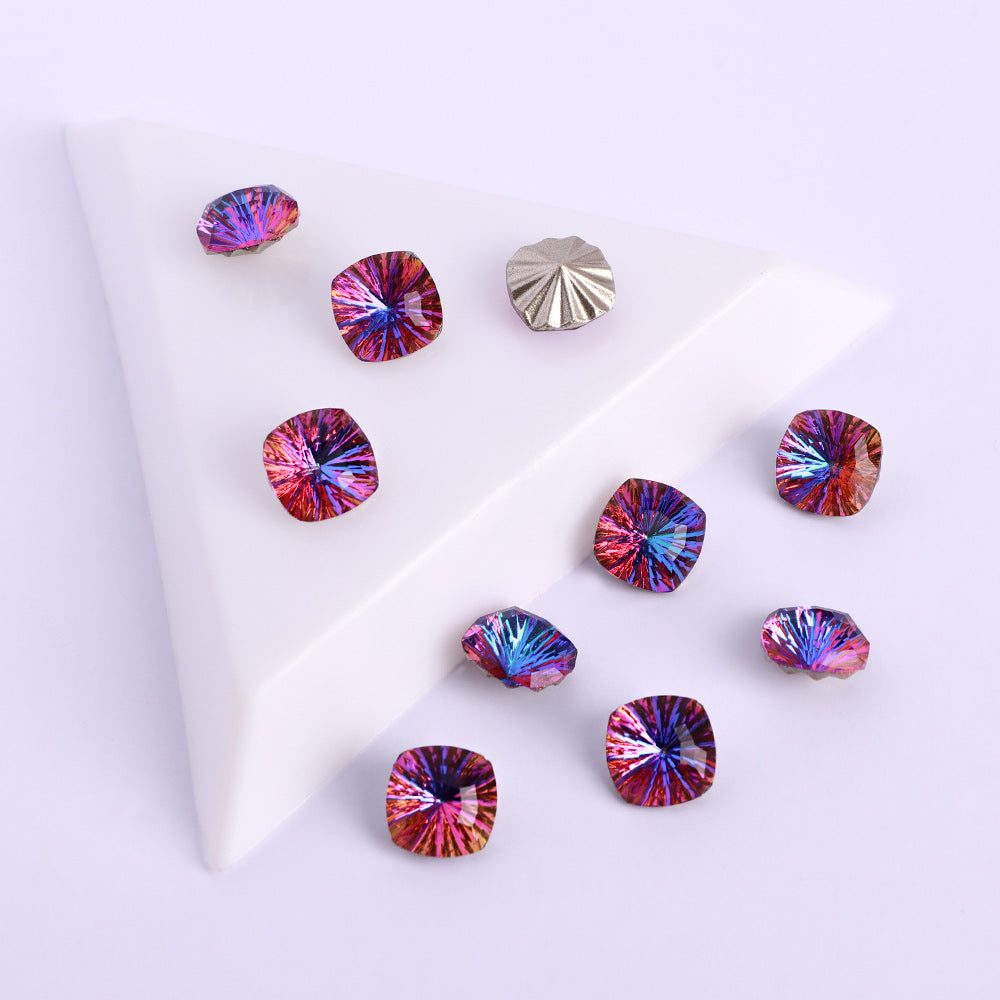 Millennium Series Round Square Shape Purple Volcano Glass Pointed Back Fancy Rhinestones WholesaleRhinestone メイン画像