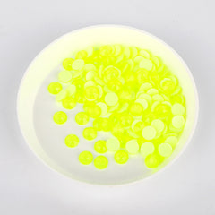 Yellow Neon Glass Flat Back Glue-On Rhinestones 16 Cut Facets WholesaleRhinestone