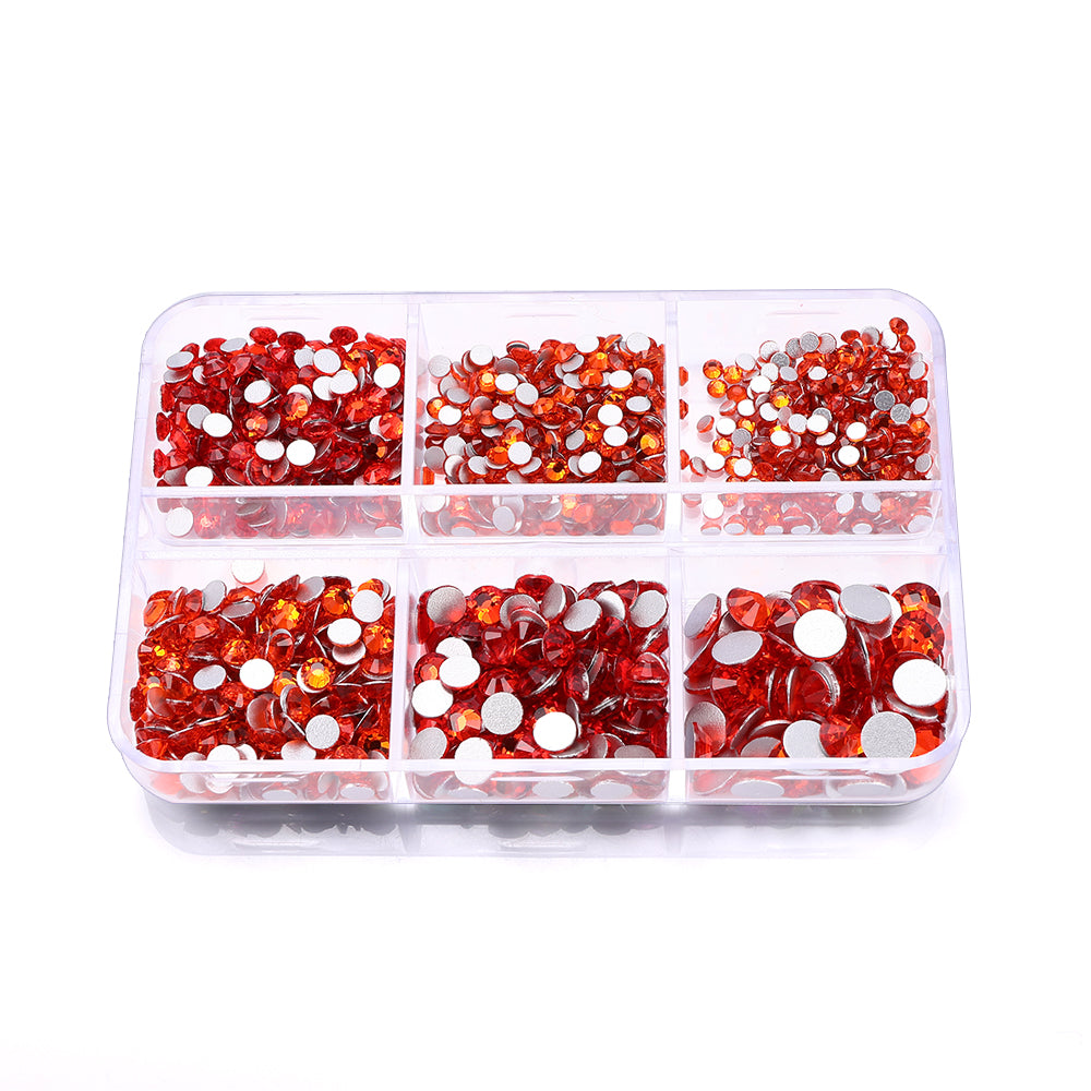Tamaños mixtos 6 cuadros de cuadrícula Rhinestones plano de vidrio de vidrio para uñas Silver Back Imagen secundaria del producto