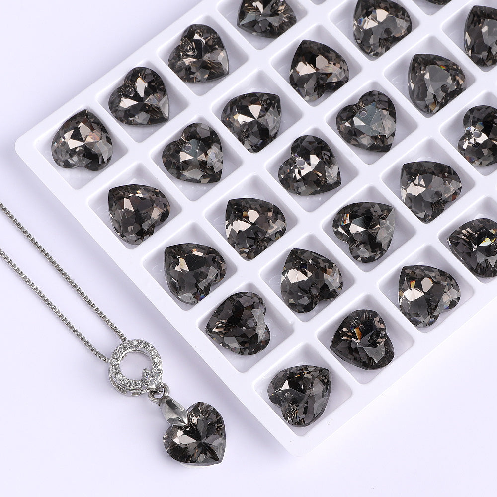 Sølv nat hjerte skåret glas rhinestone af høj kvalitet Sekundært billede