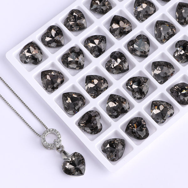 Silver Night Heart Cut High Quality Glass Rhinestone Pendant WholesaleRhinestone
