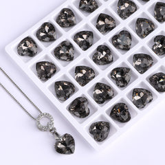 Silver Night Heart Cut High Quality Glass Rhinestone Pendant WholesaleRhinestone