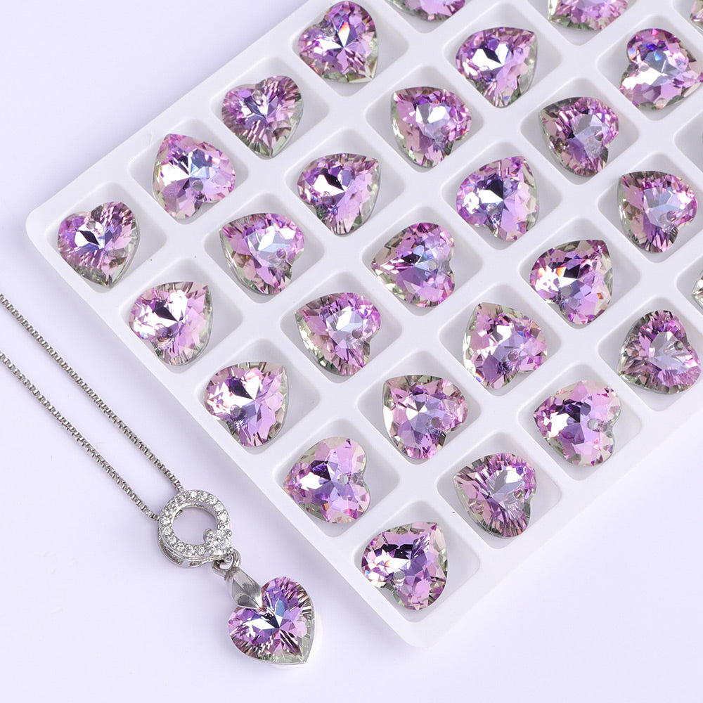 Vitrail Light Heart Cut High Quality Glass Rhinestone Pendant Secondary image