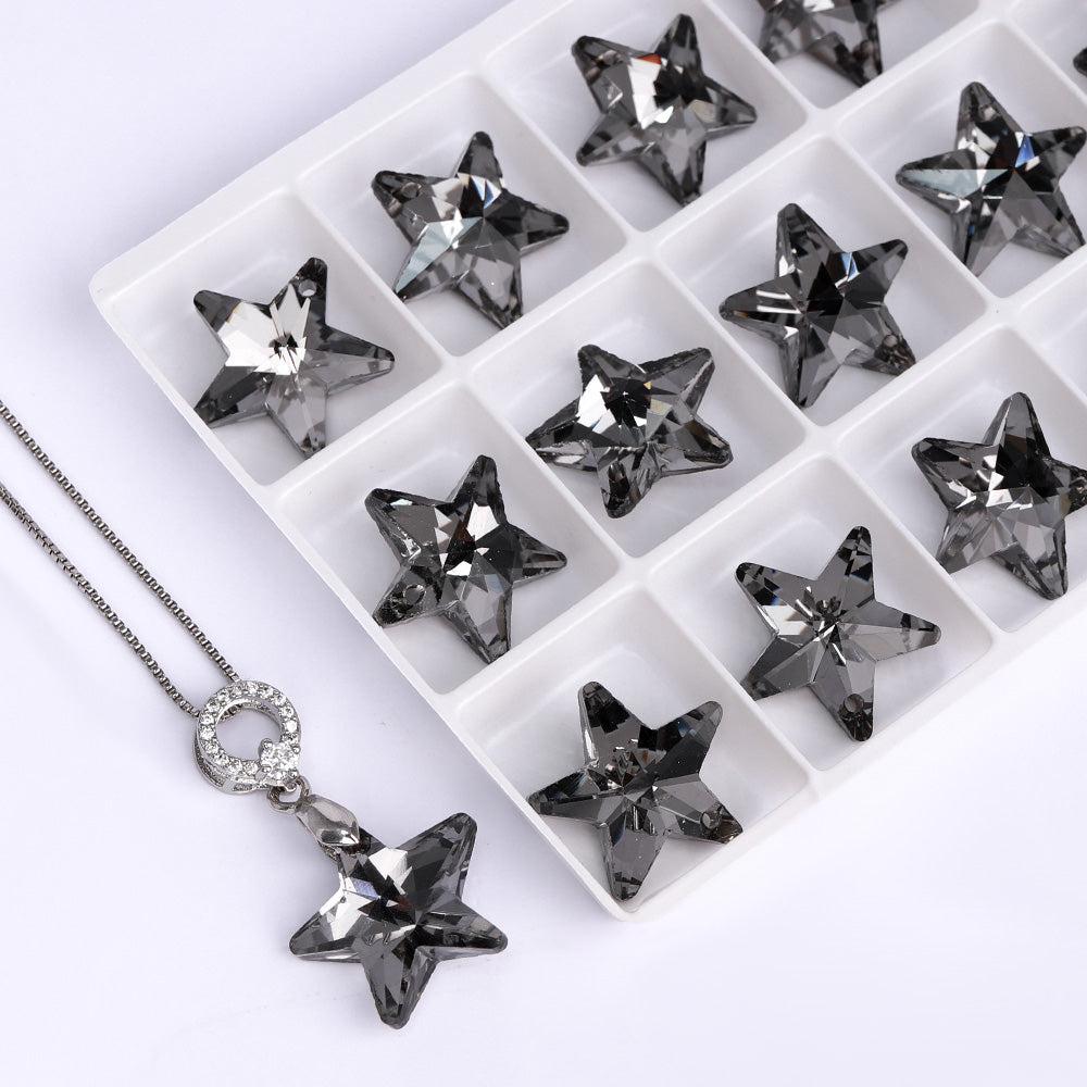 Silver Night Star Shape High Quality Glass Rhinestone Pendant WholesaleRhinestone