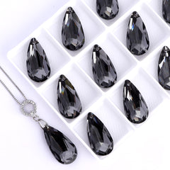 Silver Night Tear Drop High Quality Glass Rhinestone Pendant WholesaleRhinestone