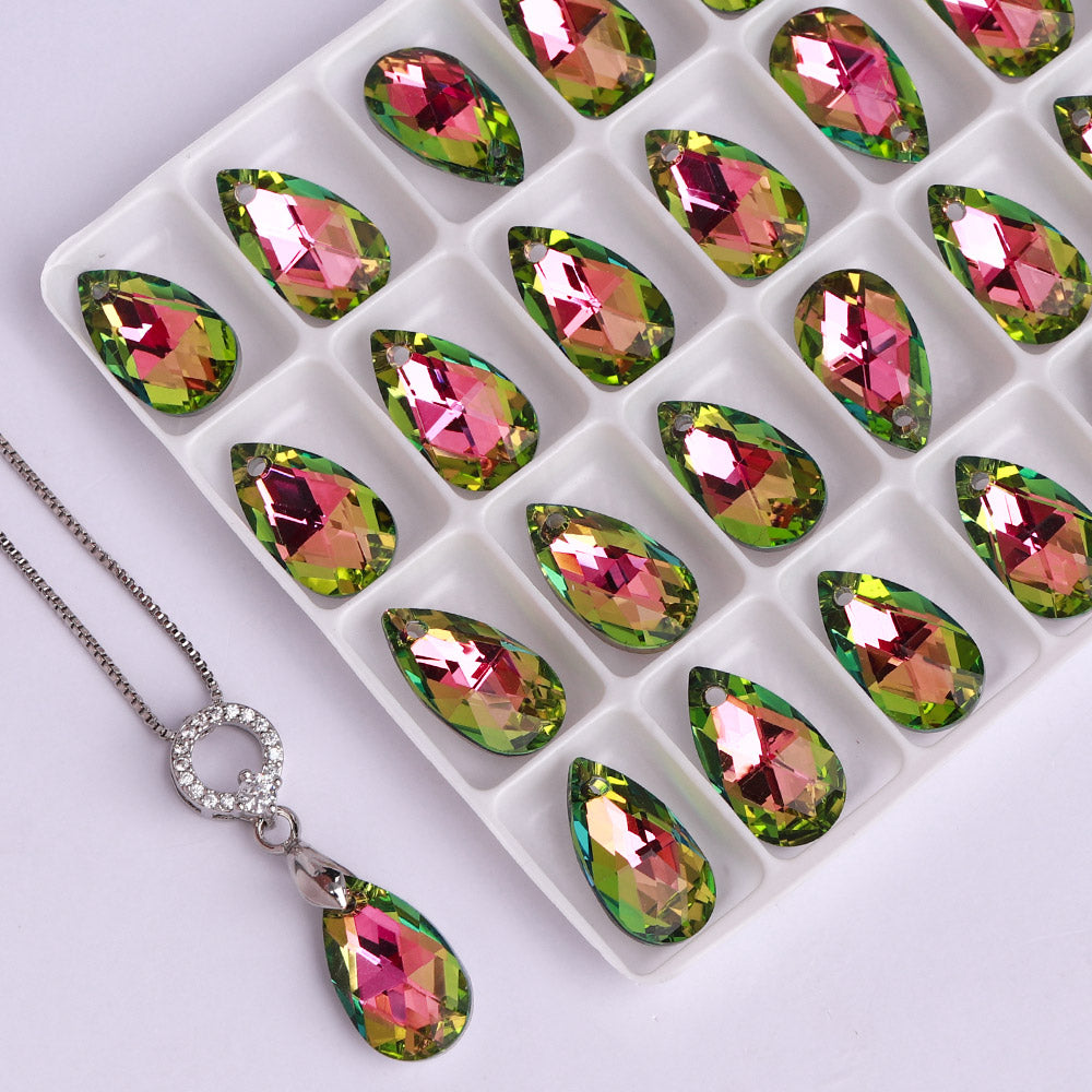 Vitrail Rose Pear-shaped High Quality Glass Rhinestone Pendant WholesaleRhinestone