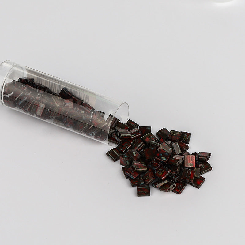 Miyuki Tila Glass Seed Beads Opaque Red Picasso TL-4521 WholesaleRhinestone