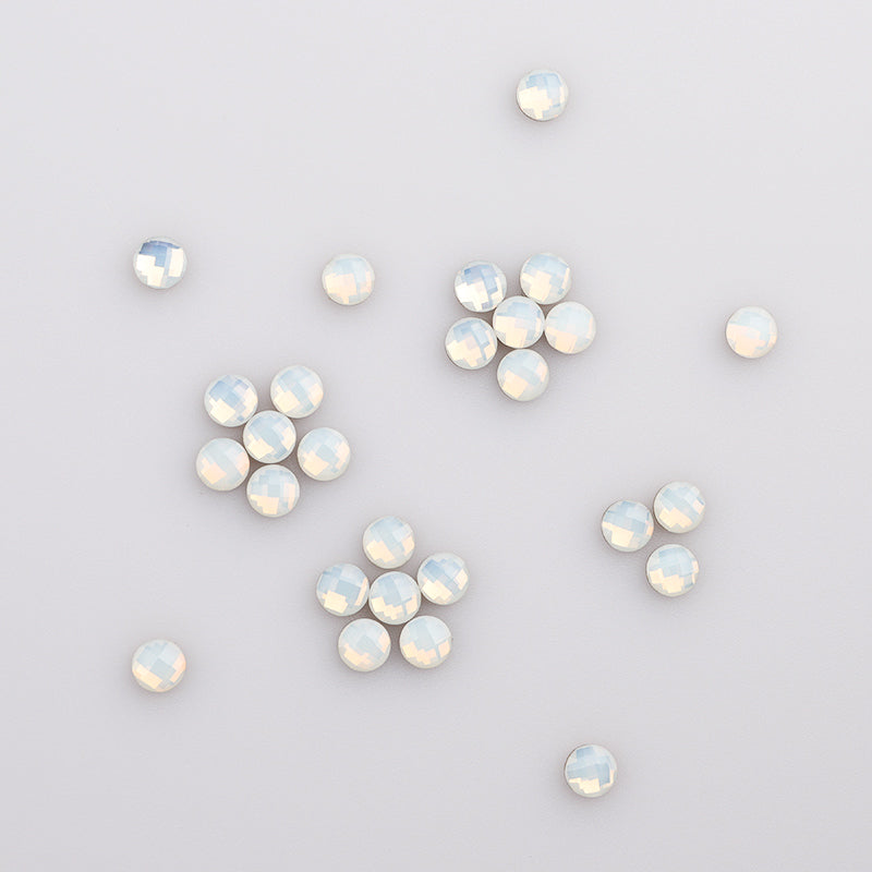 Round Shape White Opal Flat Back Fancy Rhinestones WholesaleRhinestone