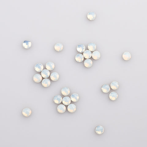 Round Shape White Opal Flat Back Fancy Rhinestones WholesaleRhinestone