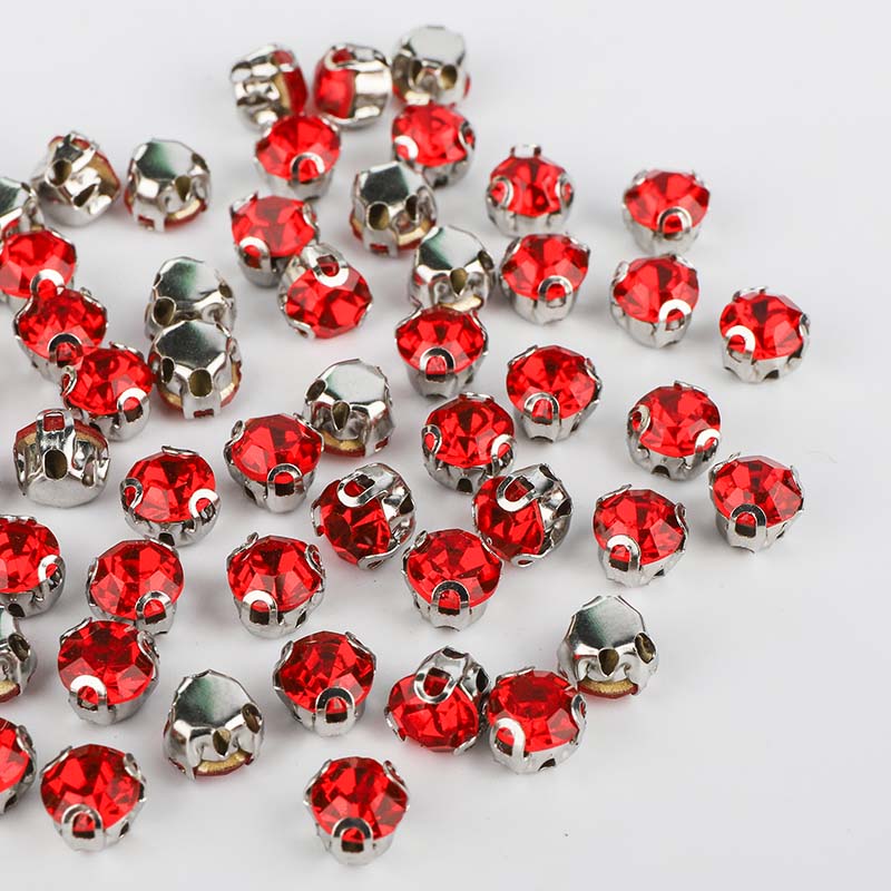 Red/Siam Sewing 3D Claw Rhinestones Silver Base サブ画像