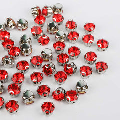 Red/Siam Sewing 3D Claw Rhinestones Silver Base WholesaleRhinestone