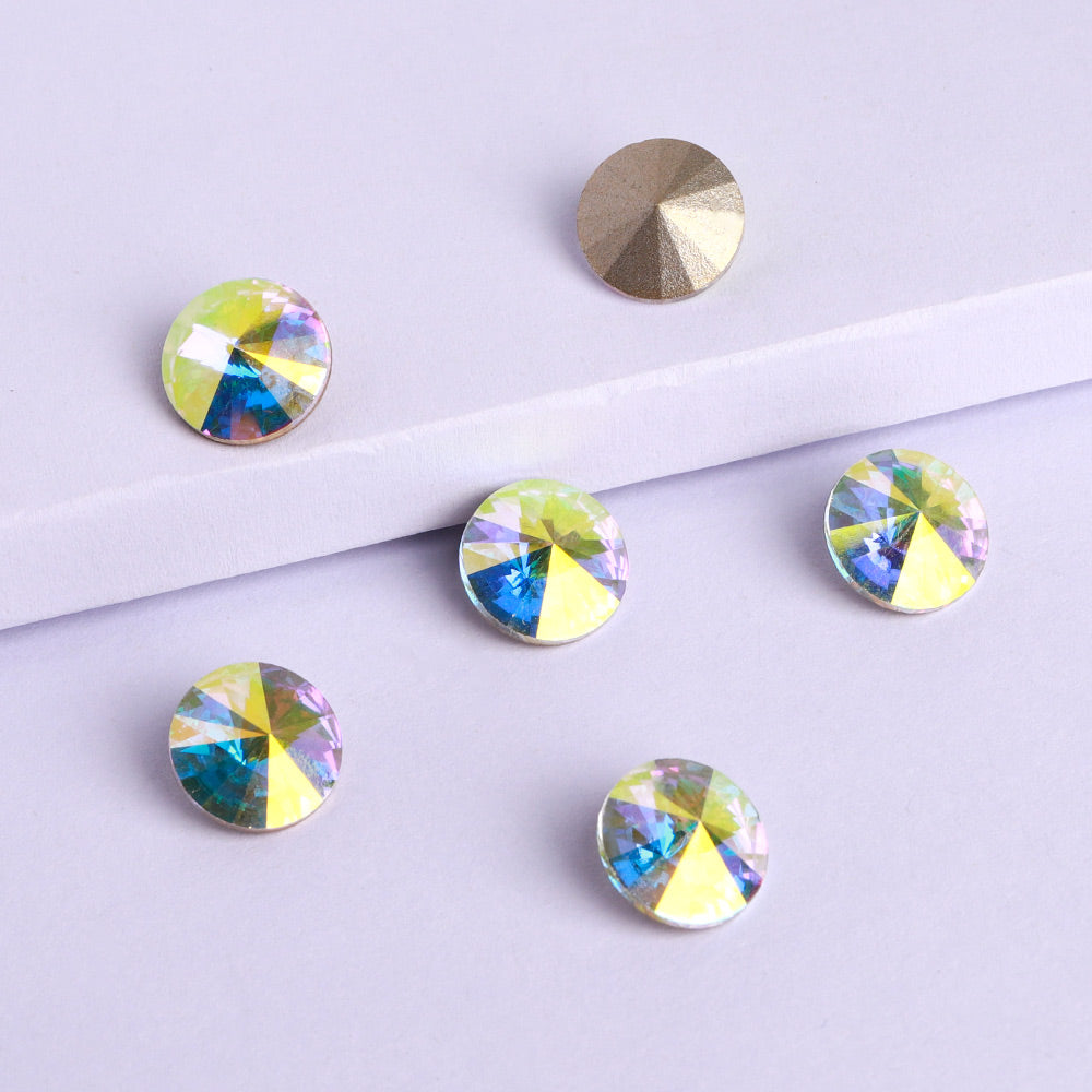 Crystal AB Rivoli Shape High Quality Glass Pointed Back Fancy Rhinestones WholesaleRhinestone