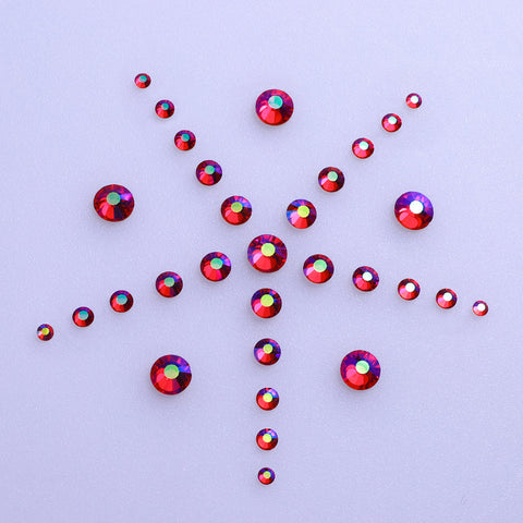 Mixed Sizes Siam AB Glass FlatBack Rhinestones For Nail Art Silver Back WholesaleRhinestone