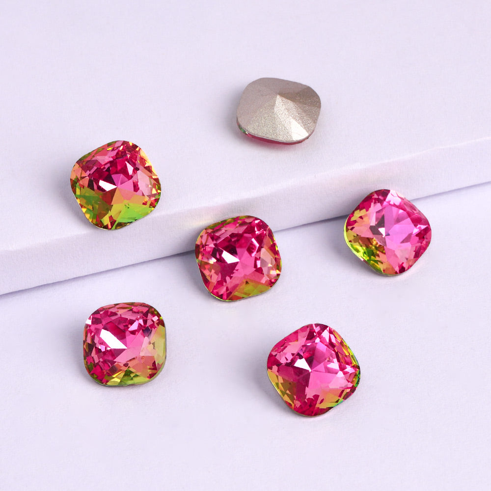 Vitrail Rose Cushion Square Shape High Quality Glass Pointed Back Fancy Rhinestones WholesaleRhinestone