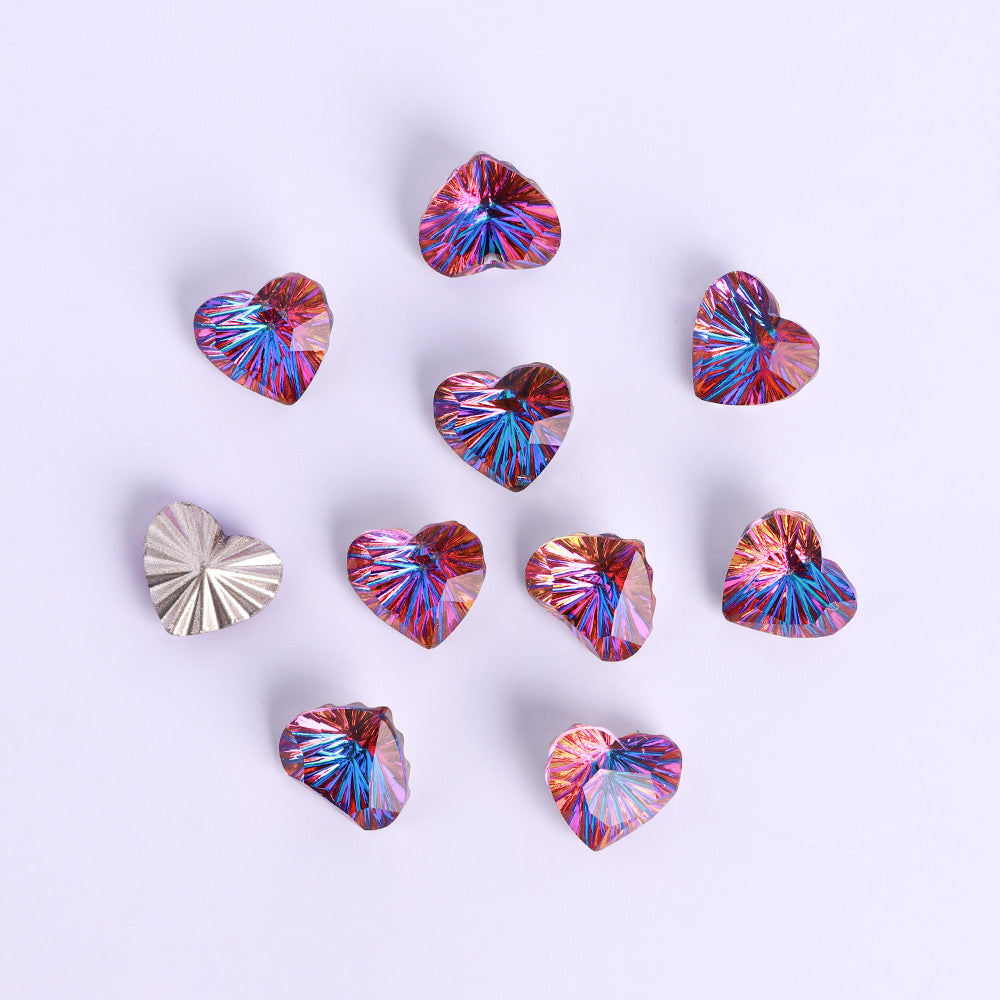Millennium Series Heart Shape Purple Volcano Glass Pointed Back Fancy Rhinestones WholesaleRhinestone