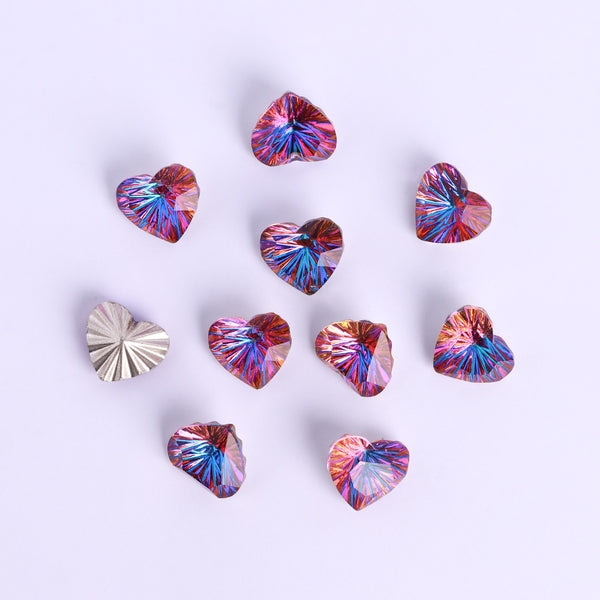 Millennium Series Heart Shape Purple Volcano Glass Pointed Back Fancy Rhinestones WholesaleRhinestone
