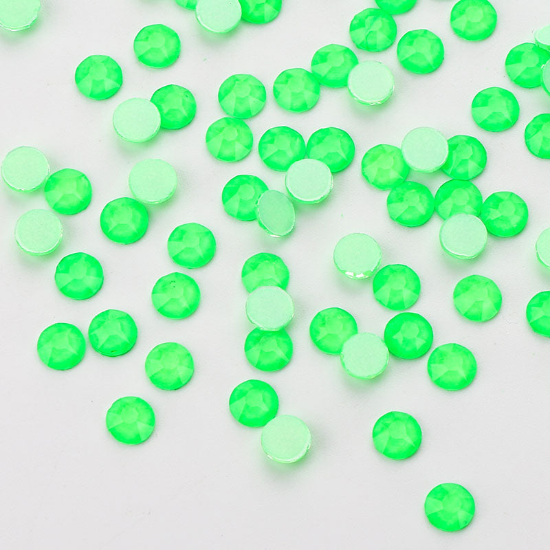 Green Neon Glass Flat Back Glue-On Rhinestones 16 Cut Facets WholesaleRhinestone