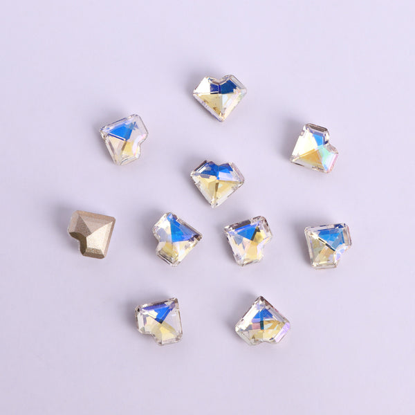 Blue Moonlight Concave Heart Shape Pointed Back Fancy Rhinestones WholesaleRhinestone