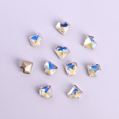 Blue Moonlight Concave Heart Shape Pointed Back Fancy Rhinestones WholesaleRhinestone