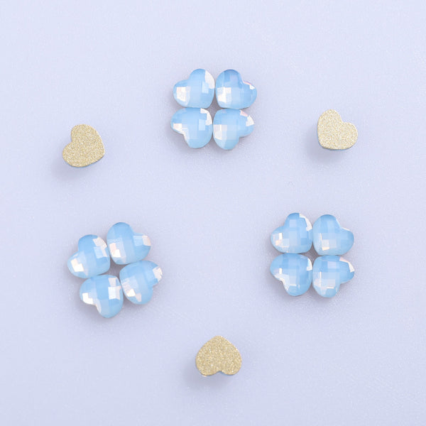 Heart Shape Blue Opal Glass Flat Back Fancy Rhinestones WholesaleRhinestone