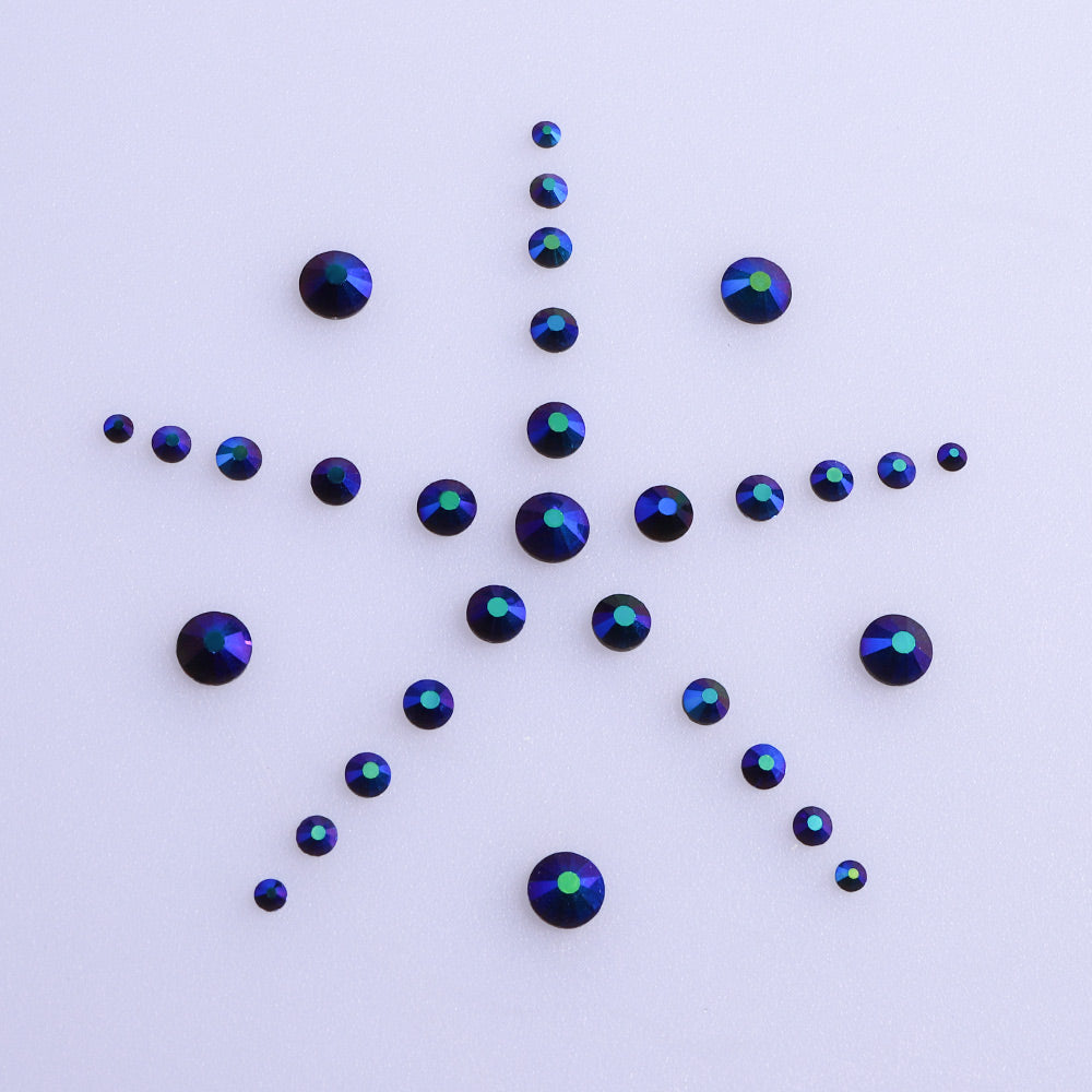 Blandede størrelser svart ab flatback rhinestones for neglekunst sølv rygg Secondary image