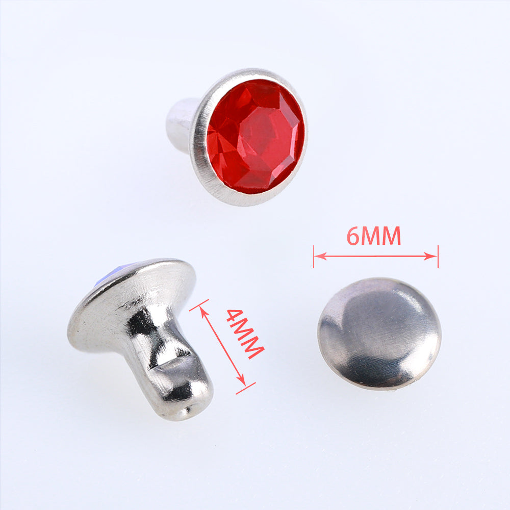 100 Sets Light Siam Glass Rhinestone Rivets for Leather Craft DIY Making WholesaleRhinestone