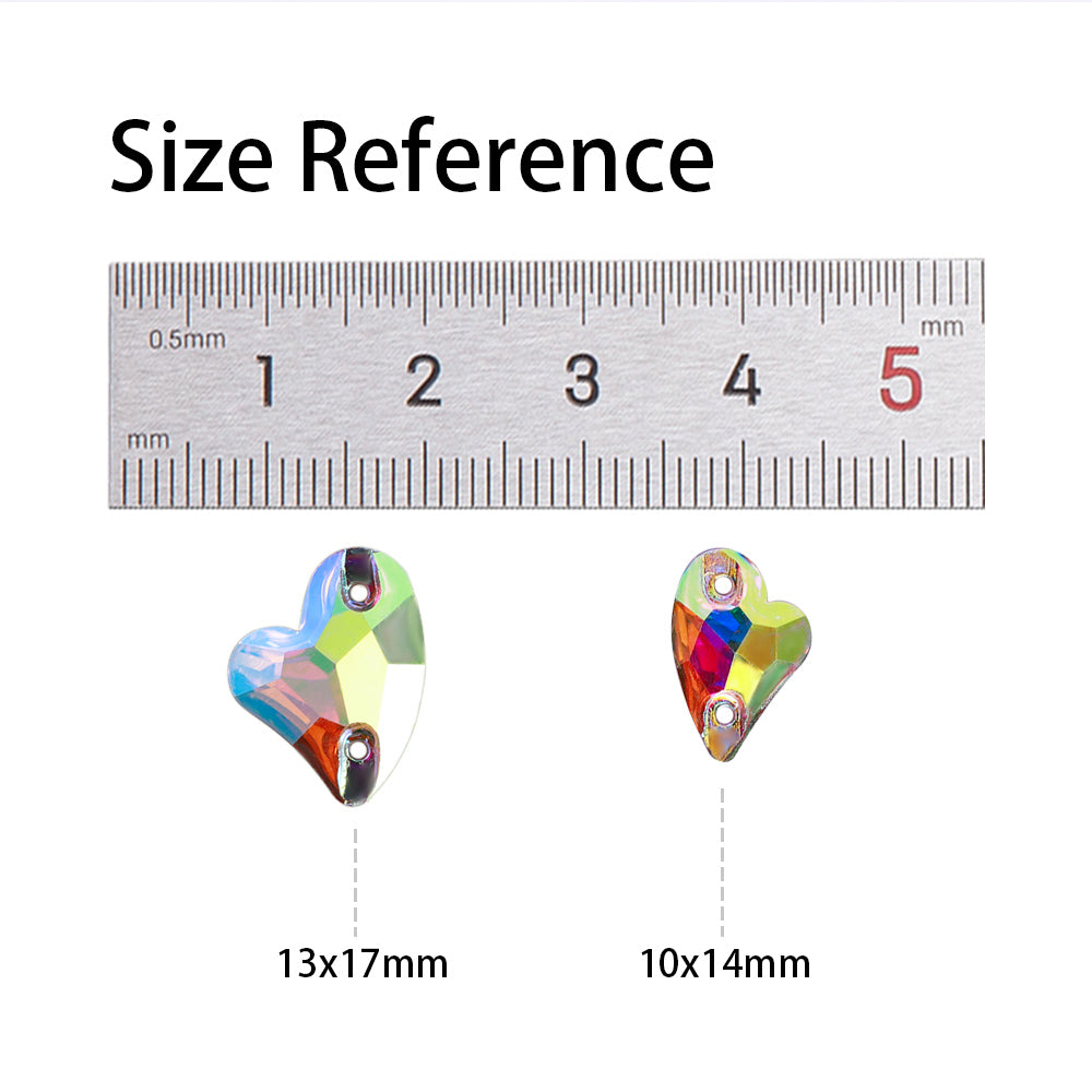 Oblique Heart Crystal AB Resin Sew-on Rhinestones For Dance Costume WholesaleRhinestone