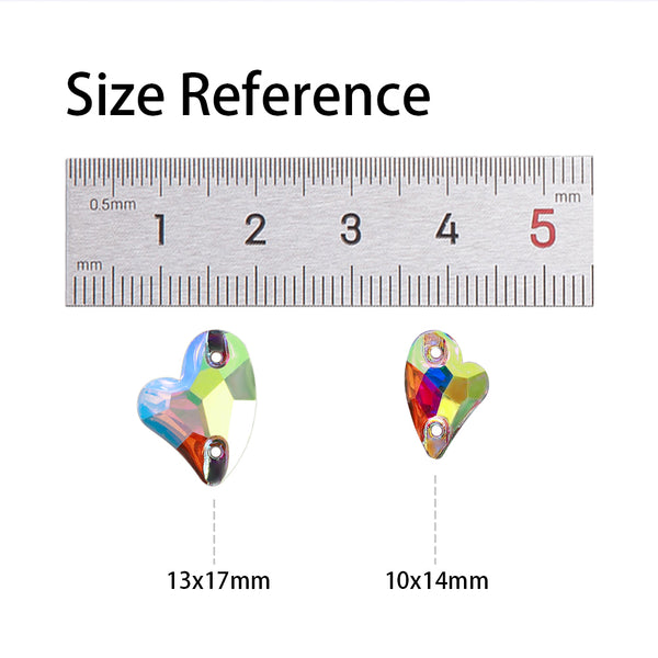Oblique Heart Crystal AB Resin Sew-on Rhinestones For Dance Costume WholesaleRhinestone