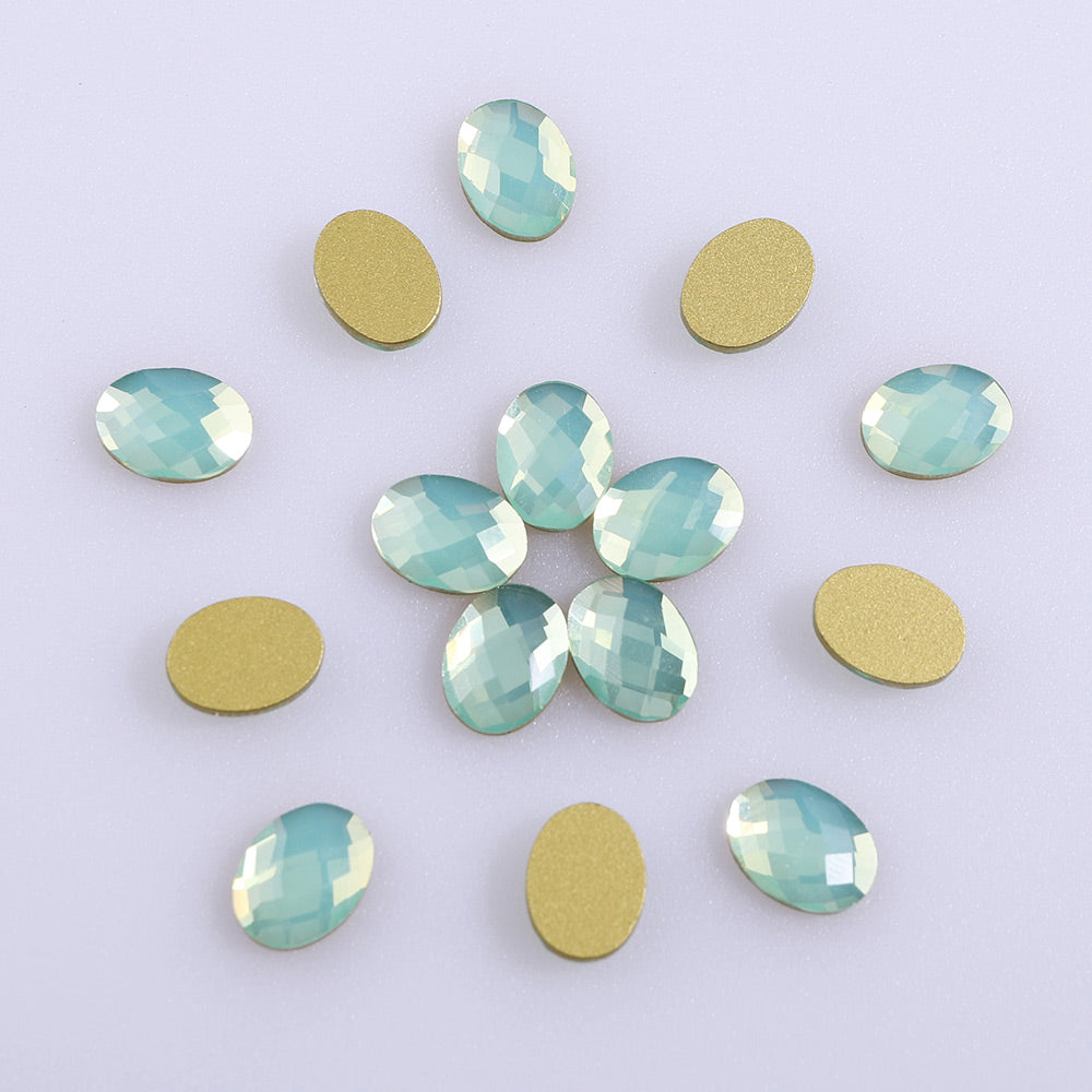 Egg Shape Green Opal Flat Back Fancy Rhinestones WholesaleRhinestone